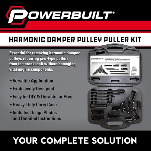 Powerbuilt Harmonic Balancer Puller Set, Adjustable 3 jaw press on Crank Balancer Puller works with most late model cars and trucks in engine compartments without radiator removal - 647774 - style: 9 Piece