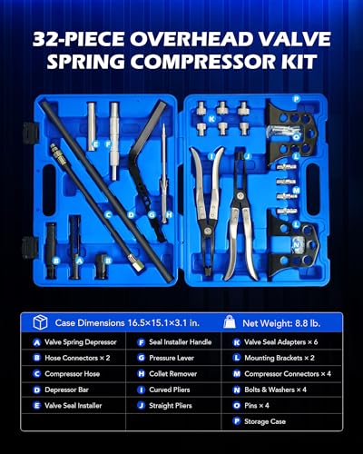 OMT Valve Spring Compressor, Valve Stem Tool Valve Holder Tool Valve Keeper | Universal Overhead Engine Valve Spring Remover and Installer OHV OHC Compressor Tool