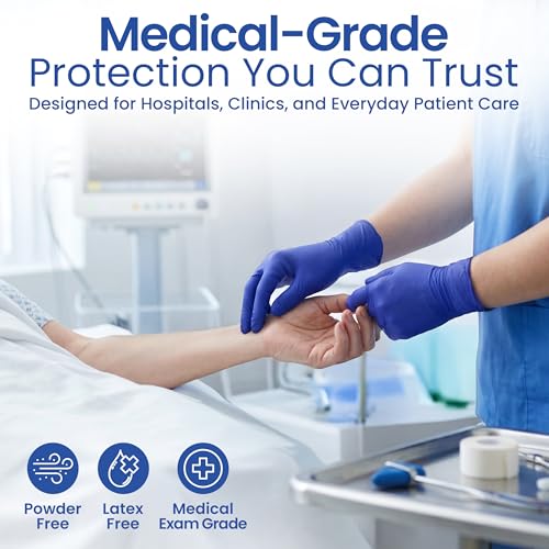 ProCure [200 Count] Disposable Nitrile Gloves - Latex Free, Powder Free Medical Exam Gloves - color: Blue (Large)