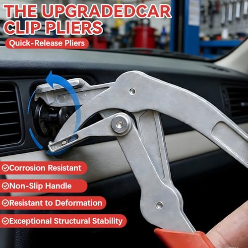 Car Clip Pliers, Panel Clip Removal Pliers, Professional Plastic Fastener Removal Tool, Spring-Loaded Fastener Rivet Remover for Auto Door Panels, Interior & Exterior Trim, Damage-Free Disassembly
