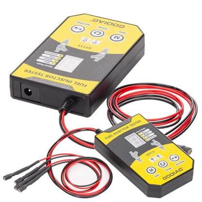 GODIAG GT113 Injector Tester Cleaner Kit, 8 Pulse Modes 6 Adapters, 12V/5V Output for Cars Motorcycle