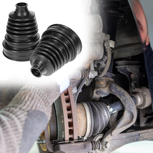 QWORK 2PCS CV Boot Repair Kit with 4 Stainless Steel Clamps & 6 Cable Ties - Universal Silicone CV Axle Boot Replacement for Cars