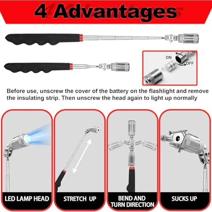 XBVV 17 Pcs Pick and Hook Set with Trim Removal Tool, Clip Pliers, Fastener Remover,Scraper,and Magnetic Telescoping Tool Kit for Repair Automotive,Upholstery and Electronics Maintenance Pick Tools