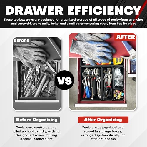 C&T 69-Pieces Tool Box Organizer Tray Divider Set, Tool Drawer Tray Divider, Large Plastic Interlocking Organizer (Includes 5 Sizes) for Drawer Organization, Workbench and Storage