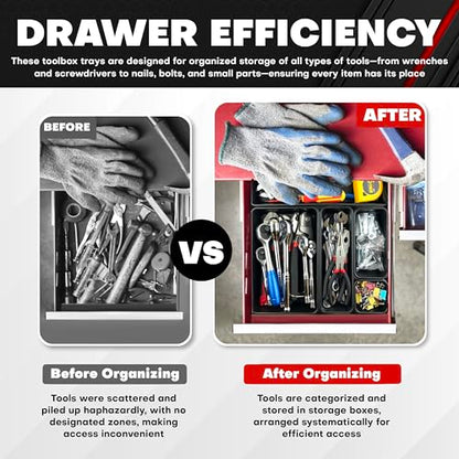 C&T 69-Pieces Tool Box Organizer Tray Divider Set, Tool Drawer Tray Divider, Large Plastic Interlocking Organizer (Includes 5 Sizes) for Drawer Organization, Workbench and Storage