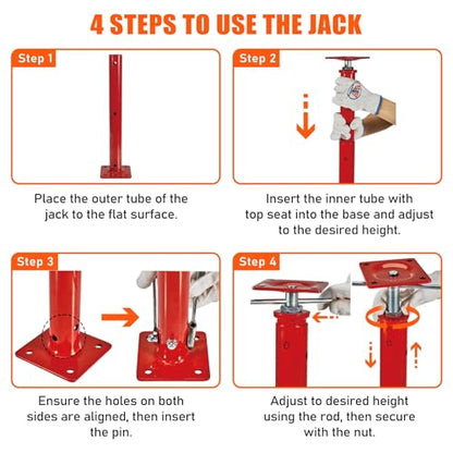 B4B BANG 4 BUCK 4 Pack House Jacks for Leveling Crawlspace, 21" - 43" Height Range, 11023 lbs Max Load Capacity, Floor Jacks Post Pole for Leveling - size: 21" - 43" (4 Pack)