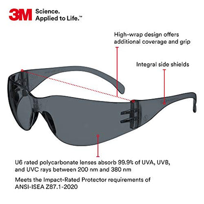3M Safety Glasses, Virtua, 20 Pack, ANSI Z87, Unisex, Anti-Fog Gray Lens, Gray Frame, Economical Eye Protection, Lightweight, Wraparound Coverage, UVA, UVB, UVC - size: Pack of 20, style: Anti-fog