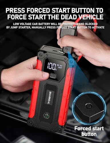 Sharmeal Car Jump Starter 7000A, Jump Starter Battery Pack with PD 30W Quick Charger, 12V Portable Jump Box (for All Gas and 12.0L Diesel) with 4 LED Light - color: 7000A+PD30W+Fast Charging (Enhanced Version 2025)