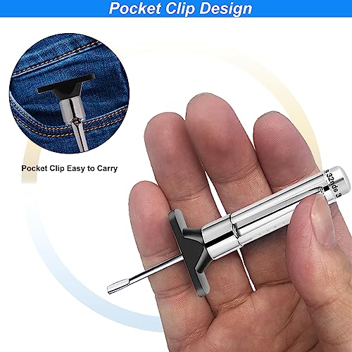 GODESON Tire Tread Depth Gauge,Metal Tread Depth Gauge with Clip,Tire Depth Gauge 32nds for car, Truck, Vehicle, Motocycler etc(Pack of 2) - color: silver