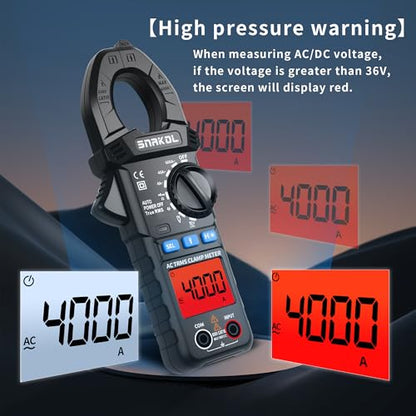 Digital Multimeter Tester 4000 Counts Amp Clamp Meter with 35mm Jaws for AC/DC Voltage and AC Current Meter, Resistance, Diode Capacitance, Continuity, Frequency, NCV Auto-Ranging - style: 4000 Counts Basic