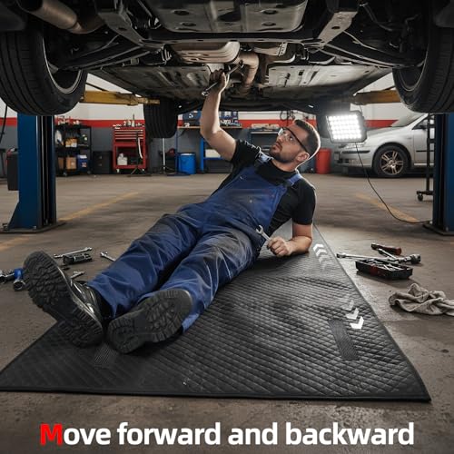AggAuto Rolling Creeper Mat 60''x32 Foldable Mechanic Mat Under Car Roller | Mechanic Creeper Mat, Oil Resistant Surface, Smooth Sliding, Portable Design, Garage & Roadside Repairs - size: 60" x 32"