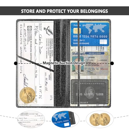 Car Registration and Insurance Holder,PU Leather Car Glove Box Organizer Car Document Holder for ID,Driver's License (Sequins Black) - color: Sequins Black