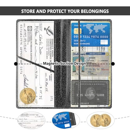 Car Registration and Insurance Holder,PU Leather Car Glove Box Organizer Car Document Holder for ID,Driver's License (Sequins Black) - color: Sequins Black