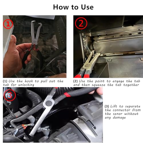 Qucik-Release Automotive Connector Tools, Automotive Connector Pliers, Car Electrical Disconnect Pliers, Applies to Long Spark, Fuel Line & Push Tab Style Plugs