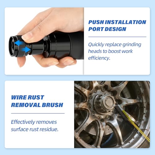 MEANLIN MEASURE Air Tire Repair Polish Patch Tools Include 2500rpm Low Speed Air Tire Buffer Tire Inner Liner Scrapper Patch Roller Tungsten Steel Buffing Wheel 42mm 55mm for Tire & Rubber Maintenance