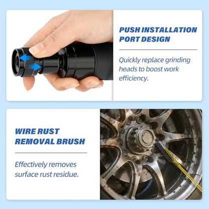 MEANLIN MEASURE Air Tire Repair Polish Patch Tools Include 2500rpm Low Speed Air Tire Buffer Tire Inner Liner Scrapper Patch Roller Tungsten Steel Buffing Wheel 42mm 55mm for Tire & Rubber Maintenance