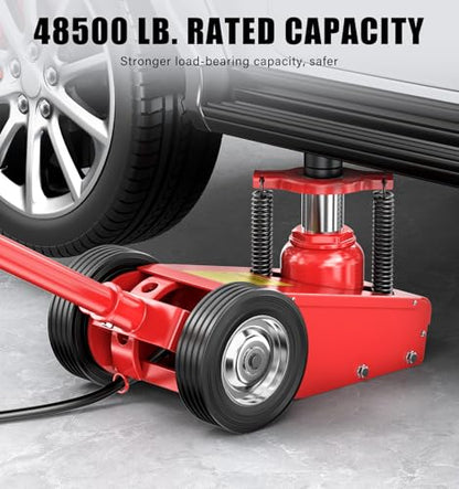 22 Ton 3-Position Air Hydraulic Floor Jack, 225mm - 435mm 44000lbs Pneumatic Hydraulic Heavy-Duty Truck Jack Air-Operated Axle Bottle Jack Service Repair Lifting Tool for Garages Repair Shops