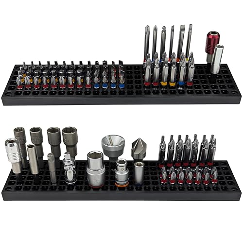 Free Zone Bit Organizer Set, 158-Hole 1/4" Hex Bit Toolbox Storage | Black; drive bit adapter & 1/2", 3/8", 1/4" socket holder compatible; anti-drop design; tools not included - color: Black