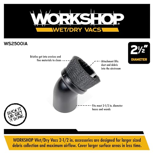 WORKSHOP Wet/Dry Vacs WS25001A 2-1/2-in. Dusting Brush Vacuum Attachment - size: 2-1/2"