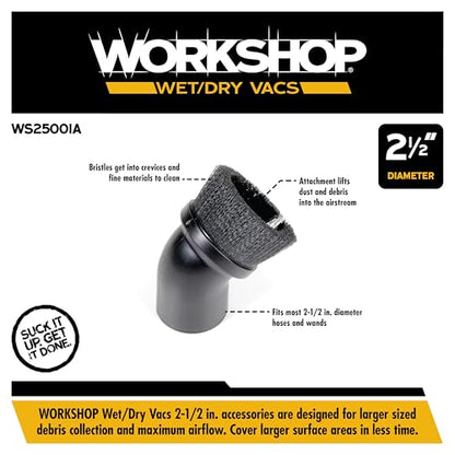 WORKSHOP Wet/Dry Vacs WS25001A 2-1/2-in. Dusting Brush Vacuum Attachment - size: 2-1/2"