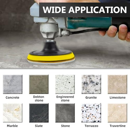 4 Inch Diamond Polishing Pads, 22 PCS 50-8000 Grit Wet/Dry Granite Stone Polish Pad Kit with 5/8’’-11 Backer Pad, Drill Adapter and Wool Disc for Granite Marble Concrete Stone Tile