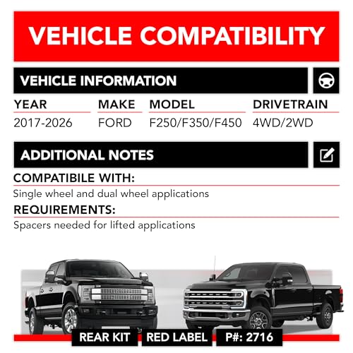Firestone Airide 2716 Red Label Air Suspension Kit with Mounting Assembly | fits 2017-2026 F250/F350/F450 4WD | 150 PSI | 7500 LBS Capacity | No Drill Installation - size: 2017-2026