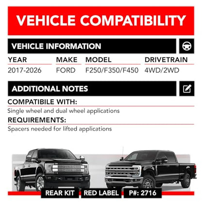 Firestone Airide 2716 Red Label Air Suspension Kit with Mounting Assembly | fits 2017-2026 F250/F350/F450 4WD | 150 PSI | 7500 LBS Capacity | No Drill Installation - size: 2017-2026