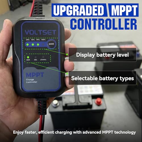 Voltset Solar Panel Kit 20W 12V with MPPT Controller, Solar Battery Trickle Charger Maintainer, Waterproof Solar Panel with Adjustable Mount Bracket for Boat RV Motorcycle Marine - size: 20W PRO
