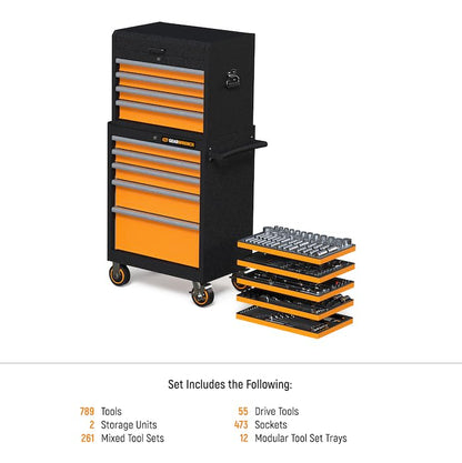 GEARWRENCH 791 Piece Master Mechanics Tool Set in Premium Modular Foam Trays with GSX Mobile Tool Storage | MEGAMODPRO - style: 791 Piece