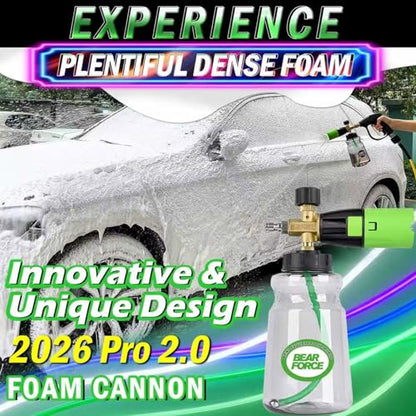 BEAR FORCE Innovative Pressure Washer Foam Cannon Pro+ (Thicker Suds, 3 Times of Life), 2026 Car Wash Snow Foam Blaster with One-Click Disassembly Technology + 1/4" Quick Plug, 34oz Bottle - color: Brass Foam Cannon