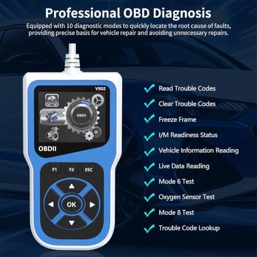 V902 OBD2 Scanner - Professional Car Code Reader & Diagnostic Scan Tool, AI Report & Cloud Print, 2.8" Color Screen, Read/Clear Fault Codes, I/M Readiness, for All 1996+ OBD2 Cars, Trucks, SUVs & RVs