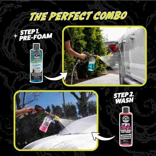 Chemical Guys, Snow Foam Pre Wash Car Wash Soap for Foam Cannons, 64 oz | High-suds snow foam pre-soak for foam cannons and foam guns; loosens dirt and grime before your contact wash. Dilutable. - size: 64 Fl Oz (Pack of 1)