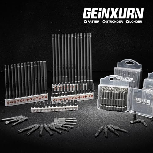 Geinxurn 53Pieces Fixedge Screwdriver Bit Set,1"/2"/4"/6" Mixed Hex Magnetic Alloy Steel Insert Power Bits Tips with Impact Bit Holder Stored in Storage Organizer for Home Repair