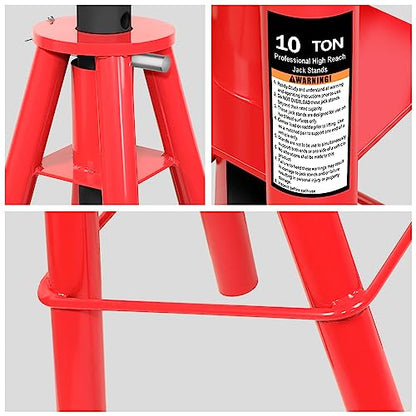DNA Motoring 10T Pin-Type Jack Stands Heavy Duty Steel 10 Ton (20,000 lbs) Capacity,Adjustable Height 28"-47.5",TOOLS-00300