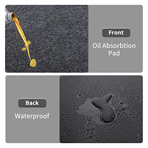HOMBYS Extra Large Garage Floor Mats for Under Car, Dark Grey Garage Flooring Rug, Motorcycle Oil Spill Mat, Absorbent Oil Garage Parking Mat 7’4”x17', Non Slip and Waterproof Backing - size: 17' x 7'4"