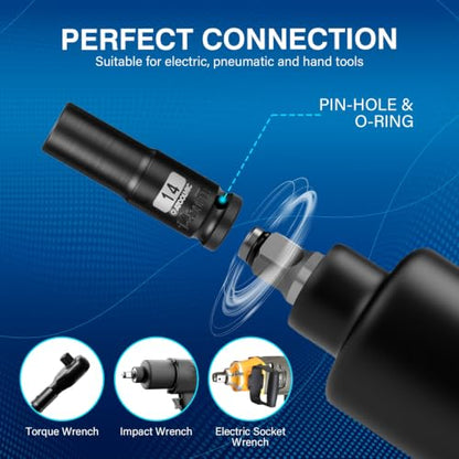 1/2 Inch Drive x 14mm Deep 6PT CR-MO Impact Socket for Removing Axle nut | Metric Socket,6-Point Radius Corner Design,Two Size Markings,Square Chamfered Opening,For Removal of Axle Nut - size: 14 mm, style: 1/2" Drive Deep Socket