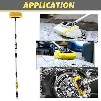 60" Car Wash Brush with Long Handle, Soft Bristle Scrub Cleaning Tool, Extendable Washing Brushes Broom Kit for Auto Cars, Trucks, RV, Truck, Boat, Wall, Solar Panels
