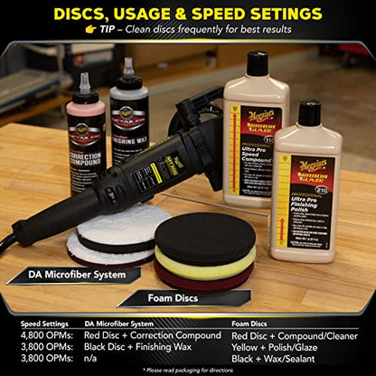 Meguiar's MT300 Variable Speed Dual Action Polisher, Professionally Designed Car Scratch Remover and Car Polisher with Digital Torque Management, 1 Count