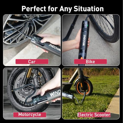 Cybergoing Portable Tire Inflator & Mini Vacuum, 150 PSI Cordless Air Compressor with Deflate Function, LED Display, Auto Shut-Off, Rechargeable Air Pump for Car, Bike, Motorcycle, Balls & Inflatables