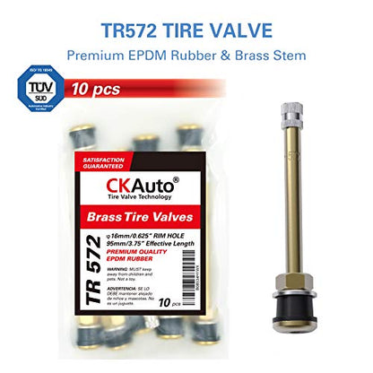 CKAuto TR572 Brass Commercial 3-3/4 Valve Stems for Rim Φ.625" (10 Pack) - color: tr572