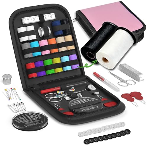 Sewing Kit Gifts for Grandma, Mom, Friend, Traveler, Adults, Beginner, Emergency,Sewing Supplies Accessories with Scissors,Sewing Needles Thimble, Thread,Tape Measure etc (Lt Dusty Rose, S) - color: Lt Dusty Rose, size: 1 Pack