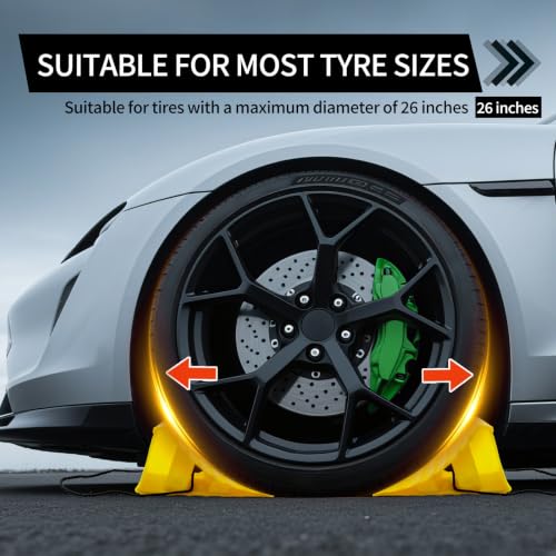 4 Pack Wheel Chocks, Wheel Chocks with Rope, Plastic Hard Wheel Stoppers Block for Camper Cars, RV Trailer, Trucks (Yellow) - color: Yellow