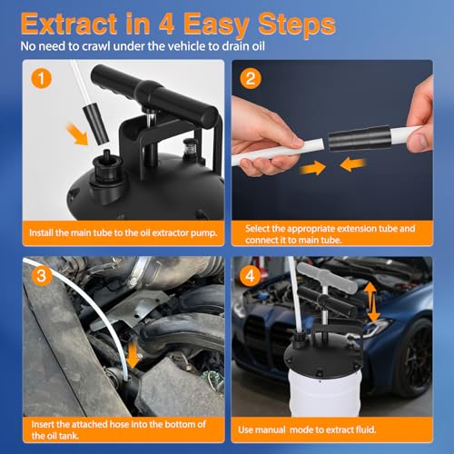 GOOACC Oil Extractor Pump for Oil Change Vacuum Pump 7L Manual Fluid Extractor Tools Kit with 4 Tubes and Storage Hole Oil Suction Pump Extractor for Automotive Boats Fluid Vacuum Evacuation Transfer - size: 7L Manual