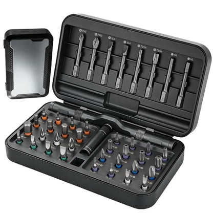 42 in 1 Magnetic Ratcheting Screwdriver Set, Multi-Bit Magnetic Screwdriver Kit with S2 Steel Bits & T-Handle Ratchet,Portable Repair Ratchet Screwdriver for Computer,Watch, Bicycles DIY,Gifts for Men - size: 42 In 1