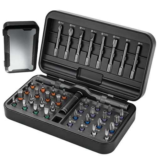 42 in 1 Magnetic Ratcheting Screwdriver Set, Multi-Bit Magnetic Screwdriver Kit with S2 Steel Bits & T-Handle Ratchet,Portable Repair Ratchet Screwdriver for Computer,Watch, Bicycles DIY,Gifts for Men - size: 42 In 1