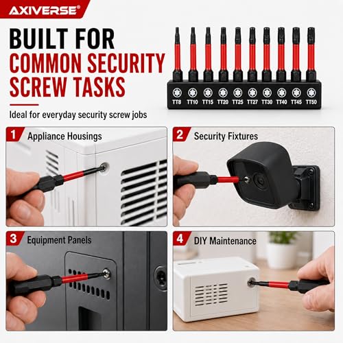 10PCS Security Torx Bit Set TT6-TT40, 3-Inch for Impact Drivers | TT6-TT40 Tamper-Resistant Star Bits, 3 in Long, Magnetic Tips, 1/4 in Hex Shank, Impact-Ready Alloy Steel, Clear Case - size: 3 in