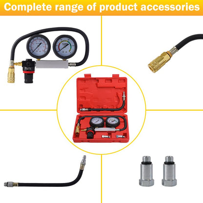 TU-21Cylinder Leak Down Tester Kit, Automotive Engine Compression Leakage Test Kit for Cars Trucks Motorcycles (Blue) - color: blue