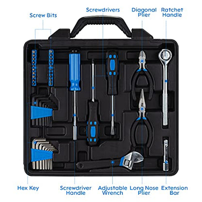 CARTMAN 122-Piece Auto Tool Set, Blue Drive Socket Wrench Kit, Storage Case | Versatile socket wrench and tool accessory set for auto checks, home repairs, DIY projects, garage work, and maintenance use. - style: 122 PC