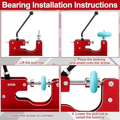 Bearing Press and Puller Wheel Bearing Press Skateboard Tool Fits 7mm 8mm Bearings for Skaters Skateboard, Inline, Longboard, Quad, Caster, and Cruiser Wheels - color: Red