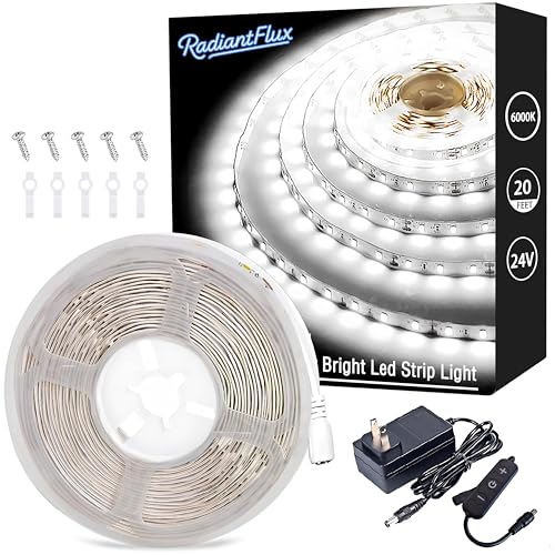 20ft/6M Led Vanity Mirror Lights Kit Vanity Make-up Mirror Full Length Mirror Cloakroom Adjustable Flexible Strip Light Table Set with Dimmer & Power Supply Mirror Decor Mirror Not Included - color: Daylight White, size: 20FT